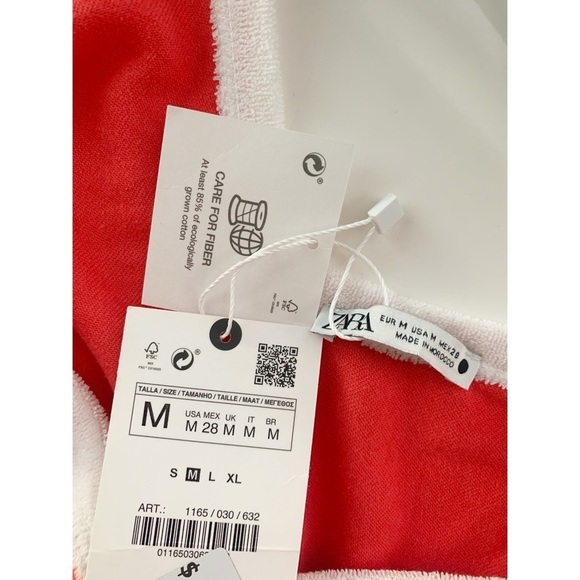 Nwt Zara Contrast Terry V-Neck Crop Top - Picture 6 of 7